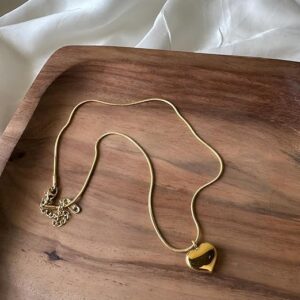 IISUS JEWELS Gold-Plated Heart Pendant Necklace | With Anti-Tarnish Stainless Steel Quality and Hypoallergenic Property | Minimalist & Trendy Snake Chain Design | With Free Travel Pouch Included