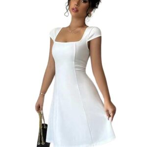GRECIILOOKS Dress | Summer Dress | Square Neckline | Bodycon Women Dress | Midi Dress for Women